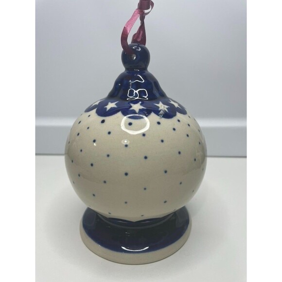 Polish Pottery Hot Air Balloon shape Christmas Tree Decor Ornaments marked stars - Picture 2 of 5